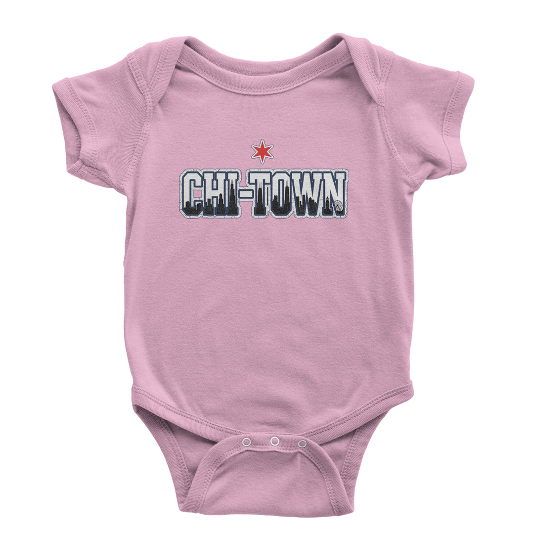 Chicago Chi-Town City Pride Infant One-Piece Romper Bodysuit Or Toddler T-shirt Light Pink