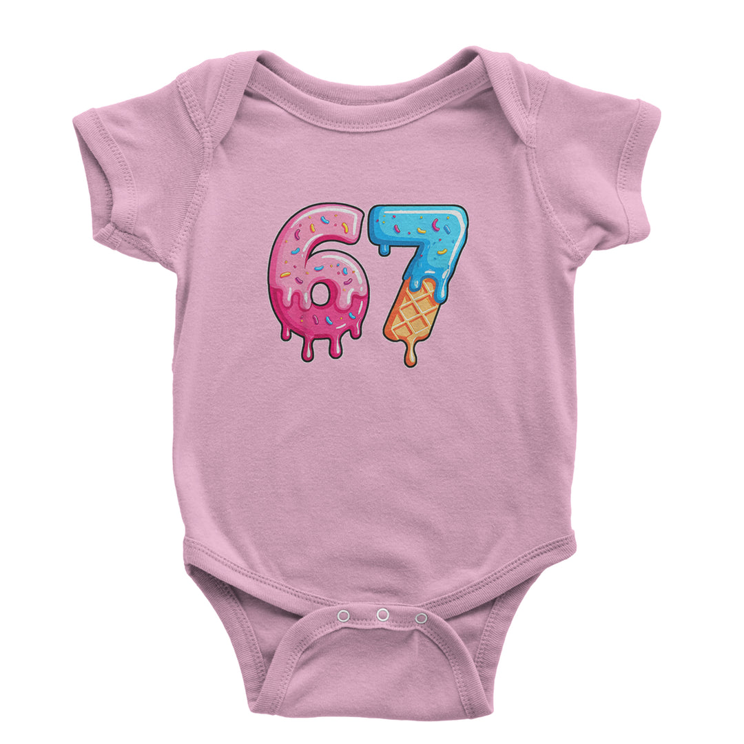 67 Dripping Ice Cream Donut Melt Infant One-Piece Romper Bodysuit Or Toddler T-shirt Light Pink