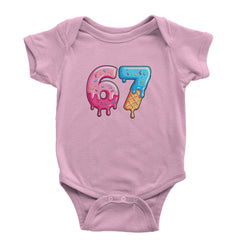 67 Dripping Ice Cream Donut Melt Infant One-Piece Romper Bodysuit Or Toddler T-shirt Light Pink