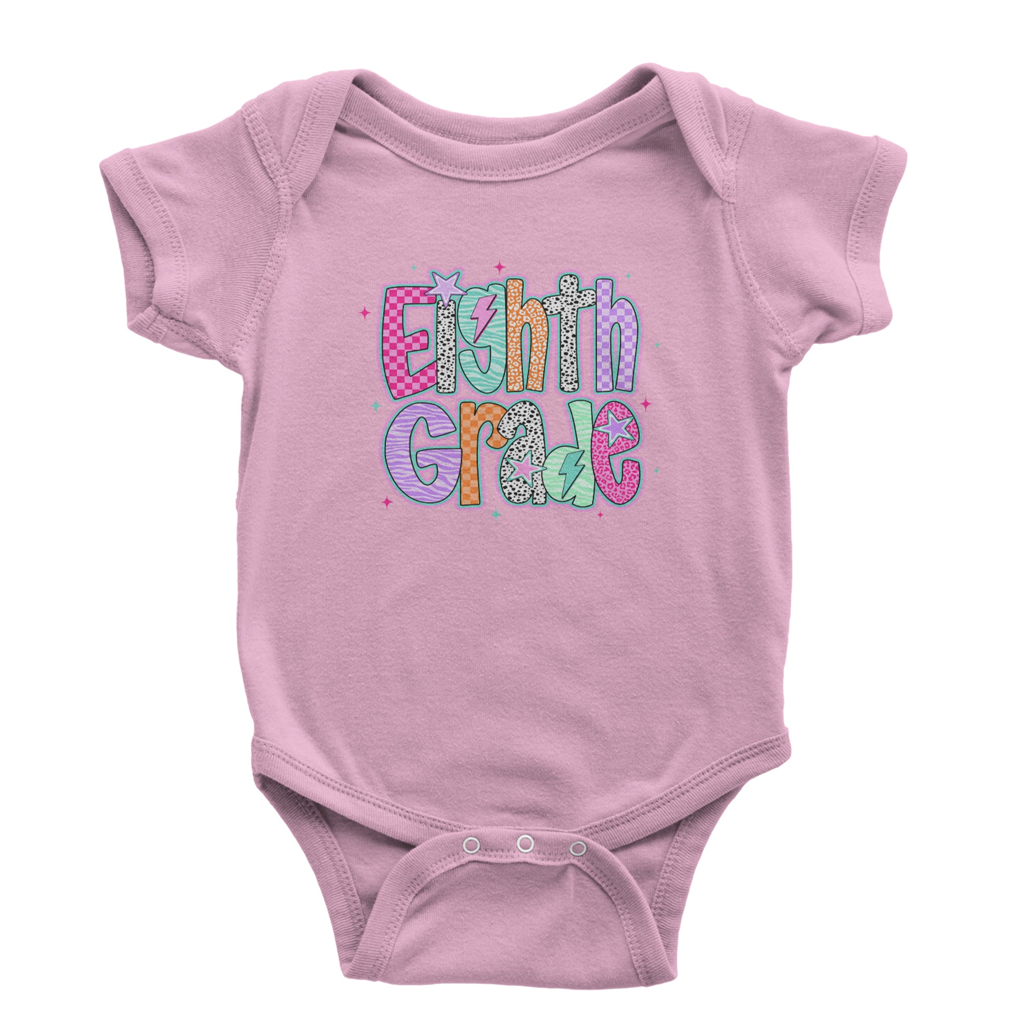 Eighth Grade Energy Colorful Back to School Infant One-Piece Romper Bodysuit Or Toddler T-shirt Light Pink