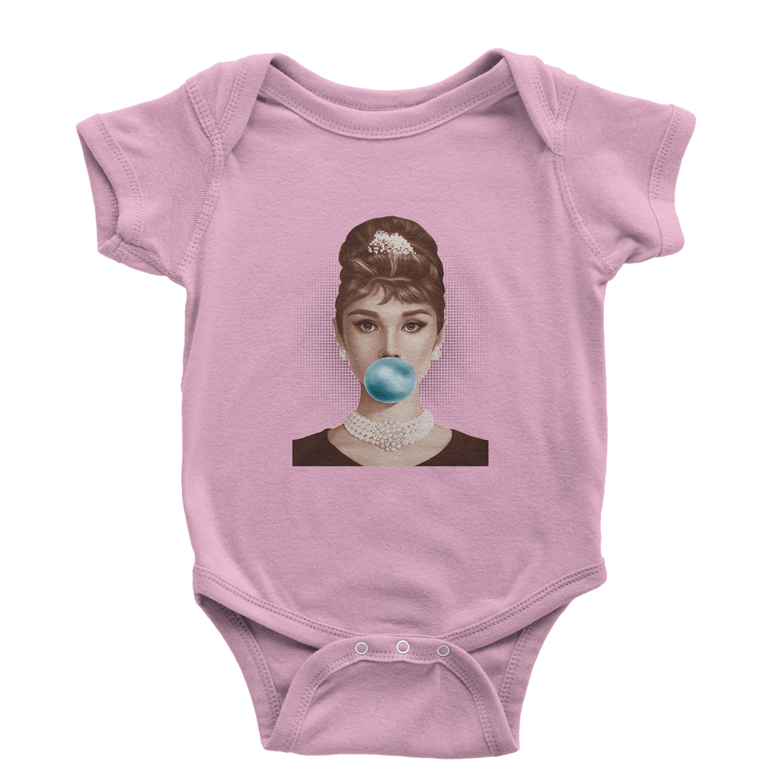 Audrey Hepburn Chewing Bubble Gum American Icon Infant One-Piece Romper Bodysuit Or Toddler T-shirt Light Pink