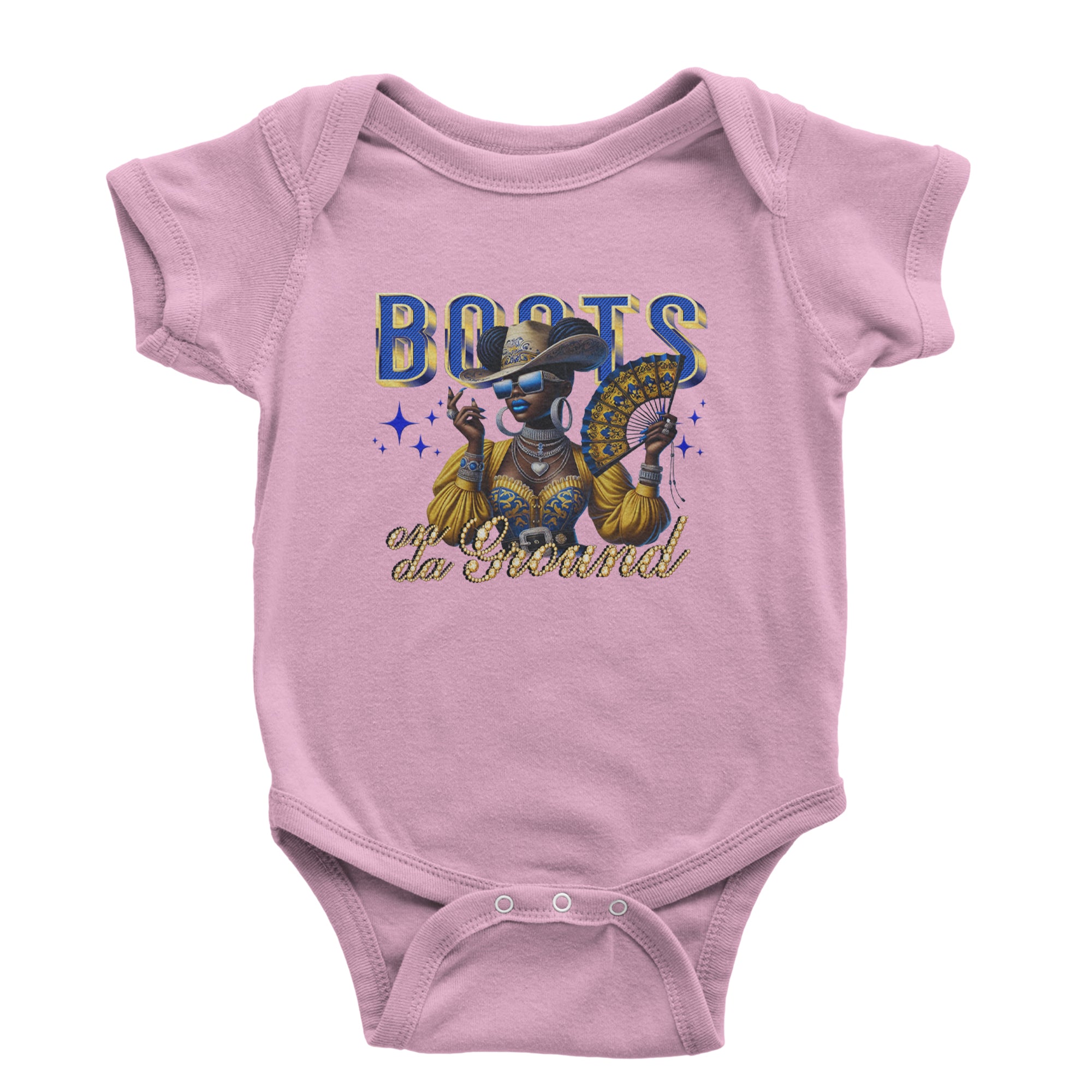 Boots On Da Ground Folding Fan Infant One-Piece Romper Bodysuit Or Toddler T-shirt Light Pink