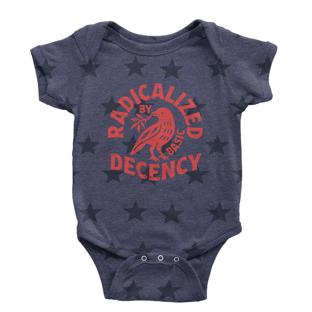 Radicalized by Basic Decency Dove Protest Statement Infant One-Piece Romper Bodysuit Or Toddler T-shirt Navy Blue STAR