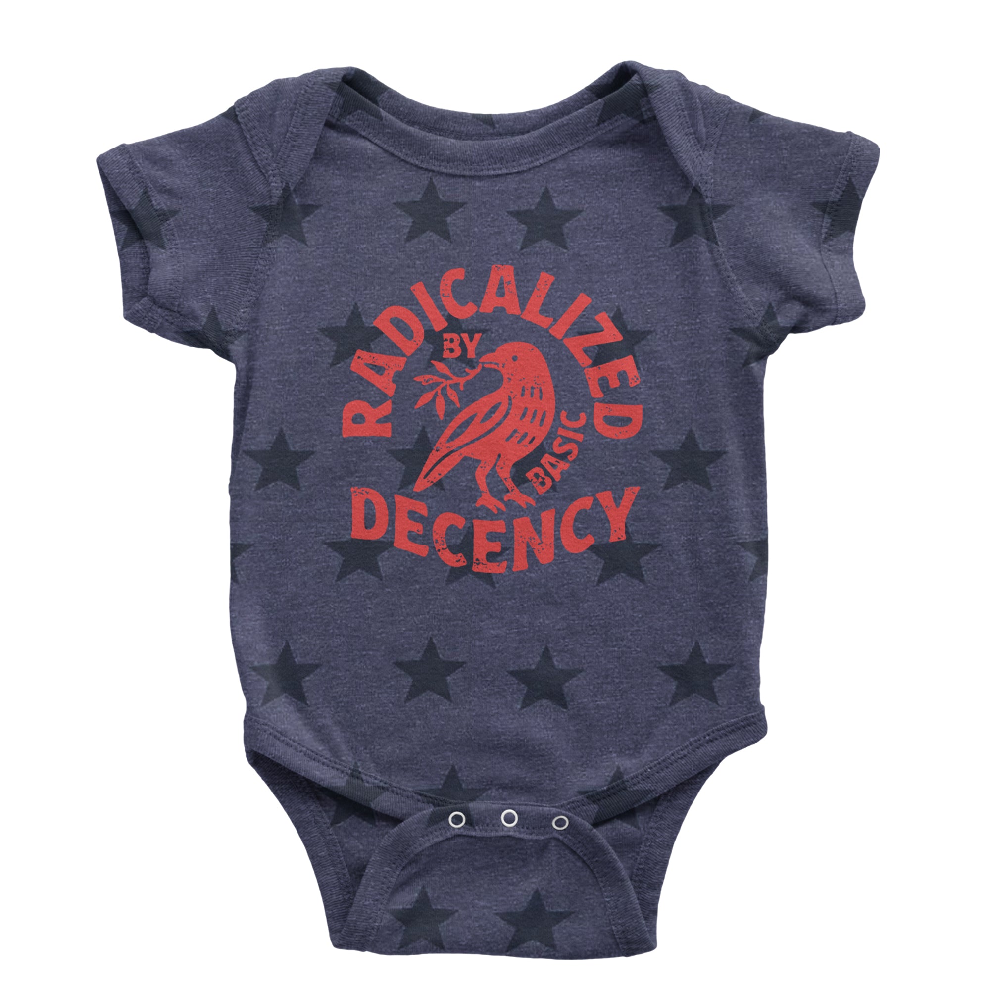 Radicalized by Basic Decency Dove Protest Statement Infant One-Piece Romper Bodysuit Or Toddler T-shirt Navy Blue STAR