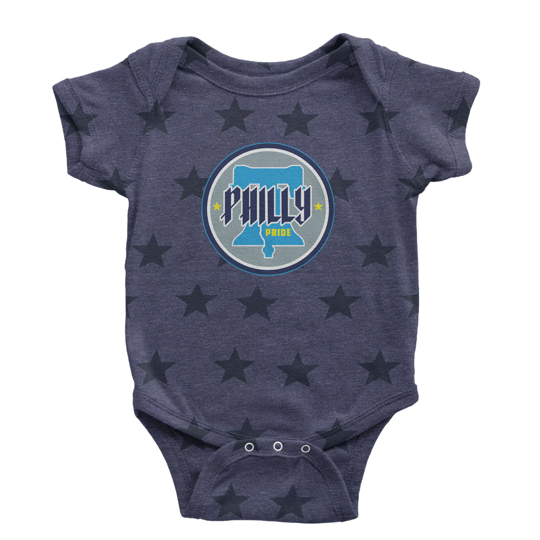 Philly Pride Liberty Bell Infant One-Piece Romper Bodysuit Or Toddler T-shirt Navy Blue STAR