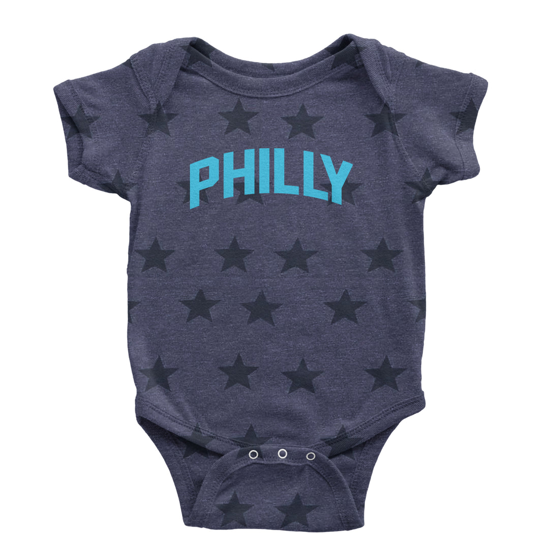 Philly Philadelphia Pride graphic on Onesie and Toddler T-Shirt in Navy Blue STAR