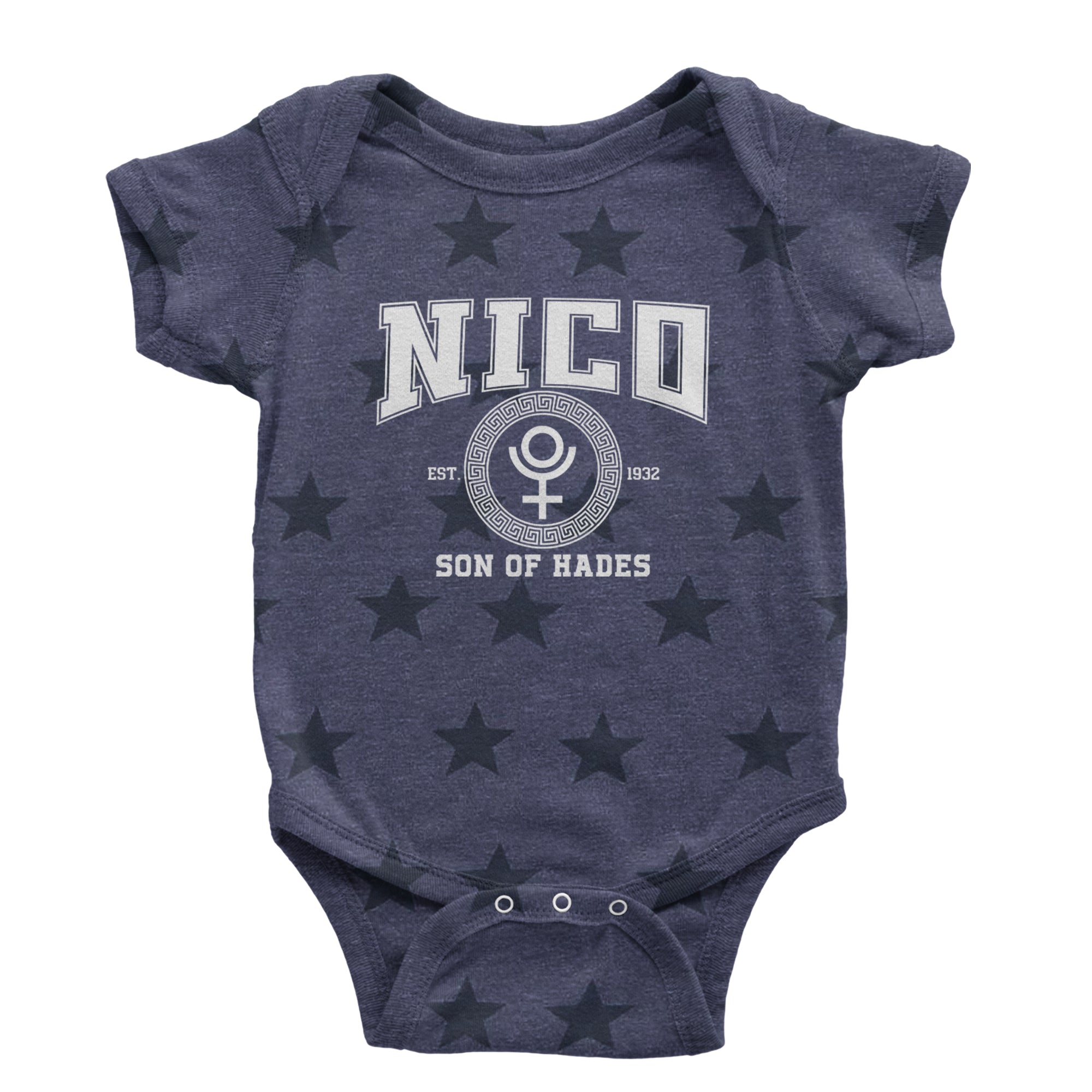 Nico Son of Hades Underworld Crest Infant One-Piece Romper Bodysuit Or Toddler T-shirt Navy Blue STAR