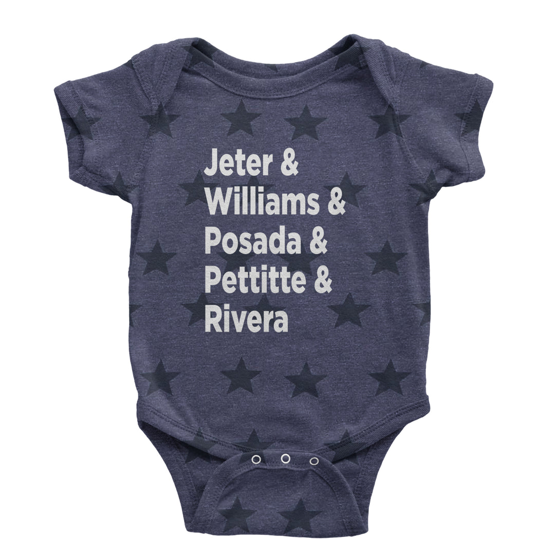 Jeter & Williams & Posada & Pettitte & Rivera Infant One-Piece Romper Bodysuit Or Toddler T-shirt Navy Blue STAR