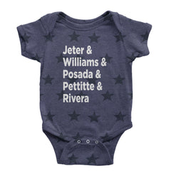 Jeter & Williams & Posada & Pettitte & Rivera Infant One-Piece Romper Bodysuit Or Toddler T-shirt Navy Blue STAR