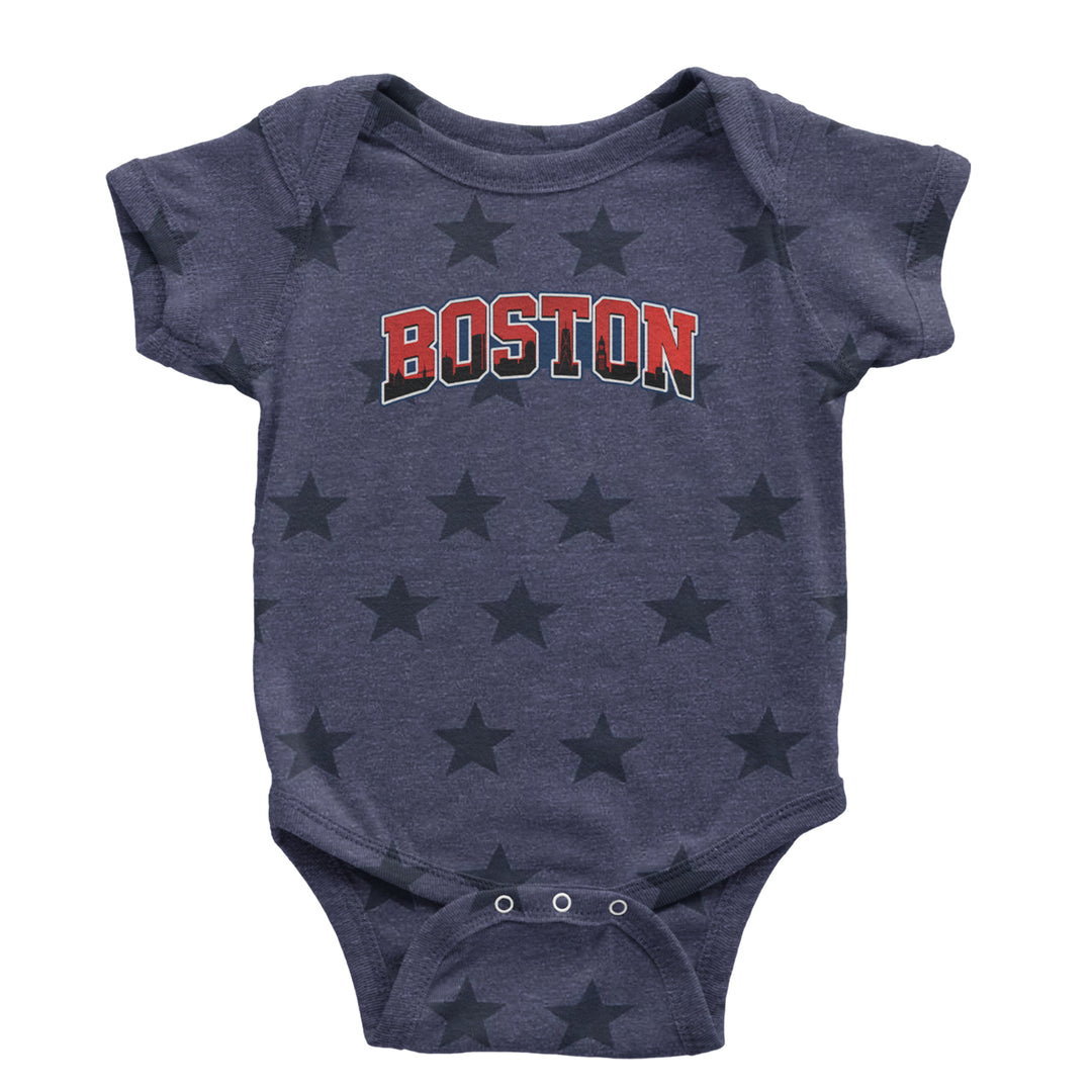 Boston City Pride Skyline Infant One-Piece Romper Bodysuit Or Toddler T-shirt Navy Blue STAR