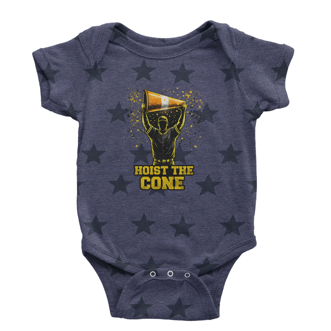 Hoist The Cone Pittsburgh Pride Infant One-Piece Romper Bodysuit Or Toddler T-shirt Navy Blue STAR