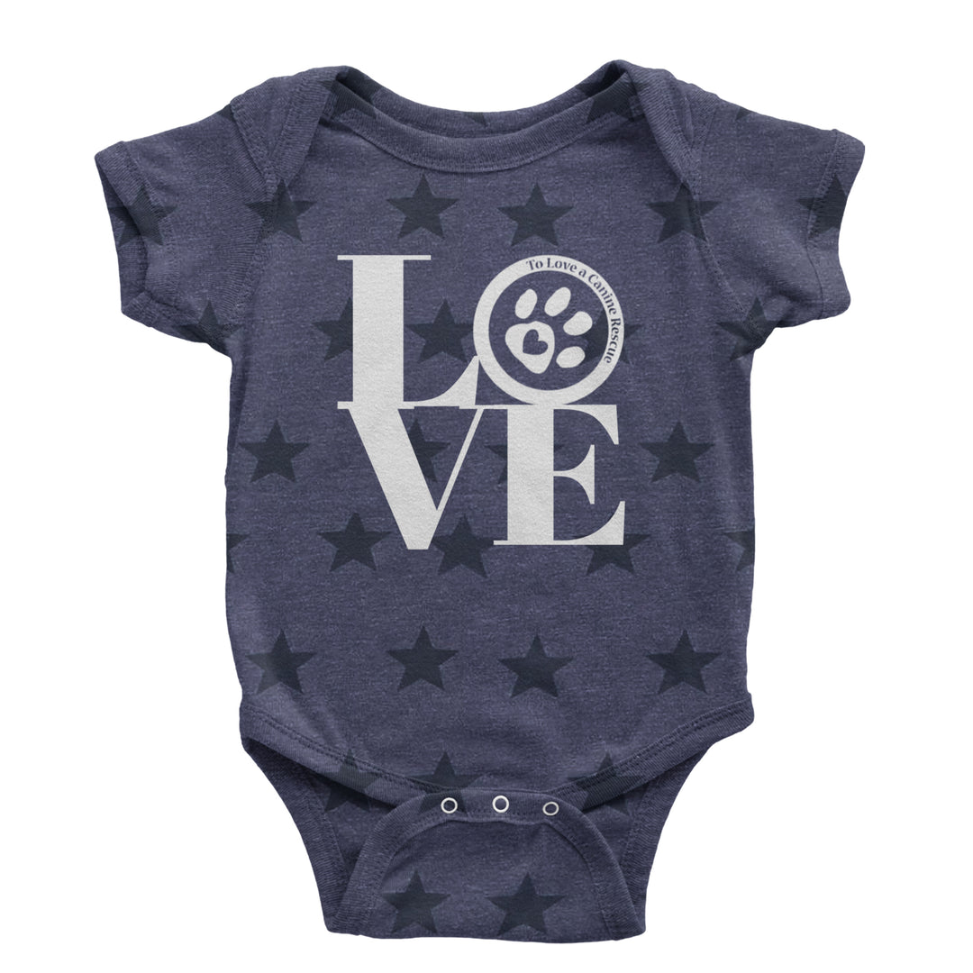 TLC LOVE Dog Rescue Infant One-Piece Romper Bodysuit Or Toddler T-shirt Navy Blue STAR