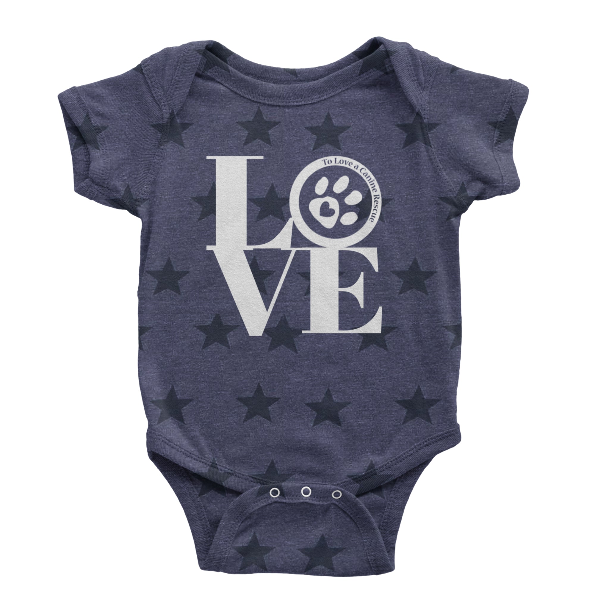 TLC LOVE Dog Rescue Infant One-Piece Romper Bodysuit Or Toddler T-shirt Navy Blue STAR