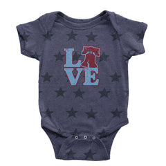 Love Philly Liberty Bell Infant One-Piece Romper Bodysuit Or Toddler T-shirt Navy Blue STAR