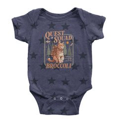 Quest Squad Broccoli Cat Fantasy Reader  Infant One-Piece Romper Bodysuit Or Toddler T-shirt Navy Blue STAR