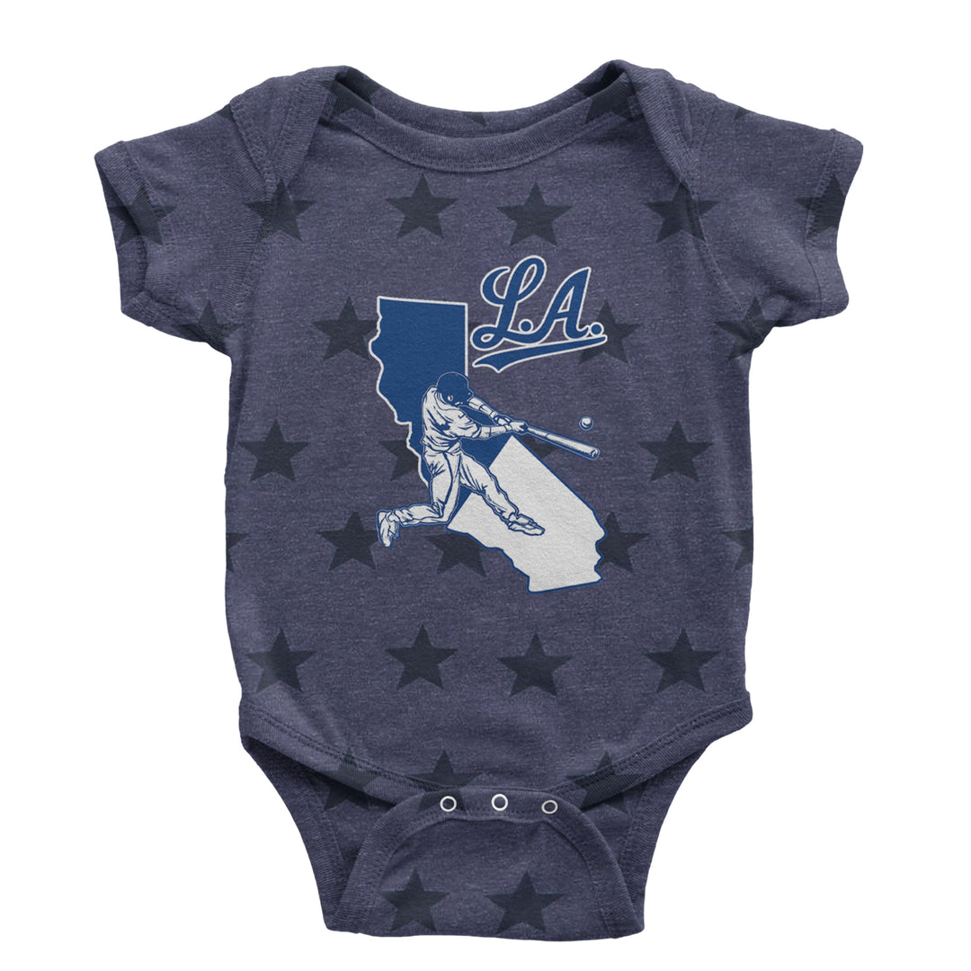 Los Angeles Baseball Batter Up Infant One-Piece Romper Bodysuit Or Toddler T-shirt Navy Blue STAR