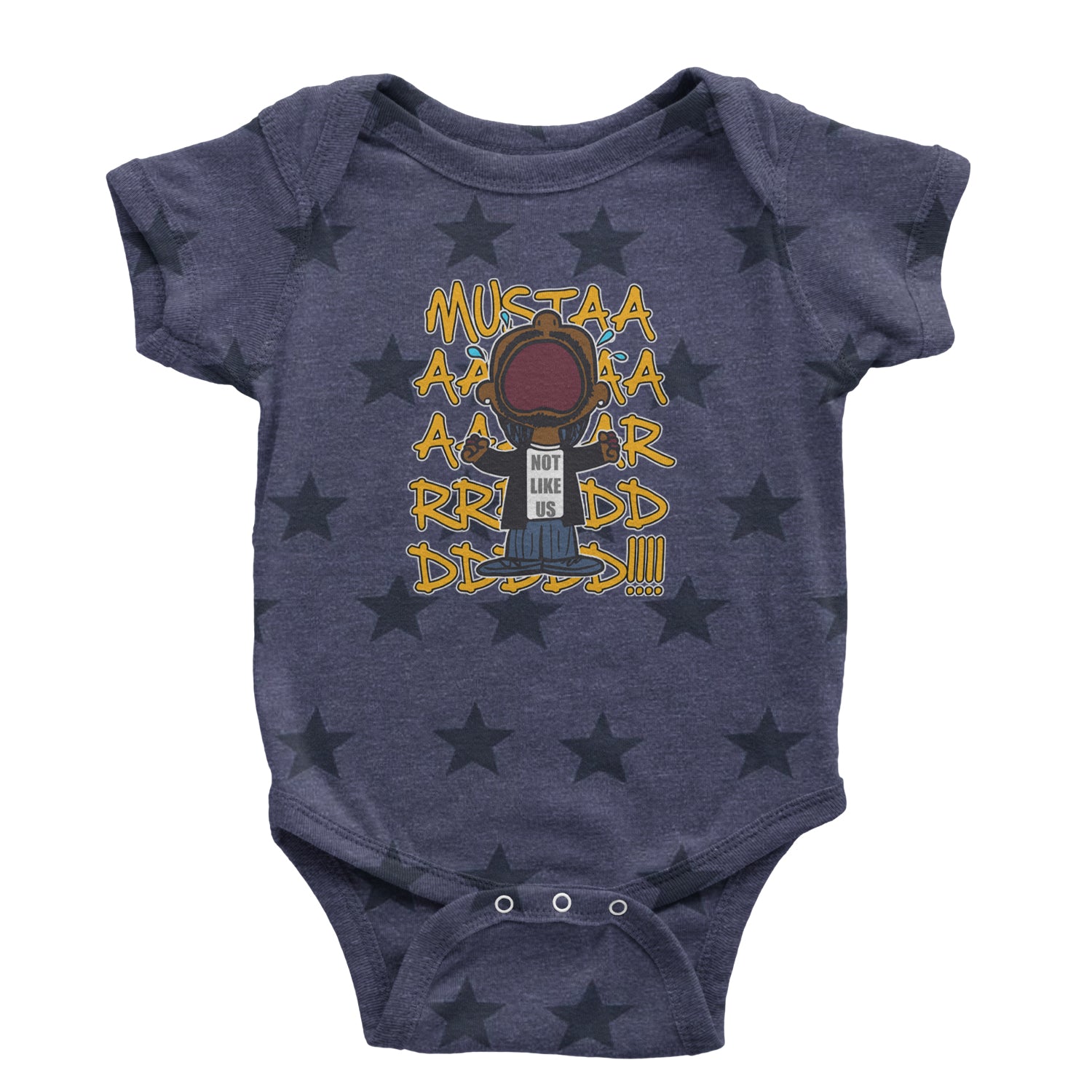 MUSTARD! Not Like Us Tv Off Infant One-Piece Romper Bodysuit Or Toddler T-shirt Navy Blue STAR