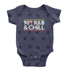 90s R&B and Chill Retro Throwback Infant One-Piece Romper Bodysuit Or Toddler T-shirt Navy Blue STAR