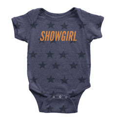 Showgirl Orange Glitter Infant One-Piece Romper Bodysuit Or Toddler T-shirt Navy Blue STAR