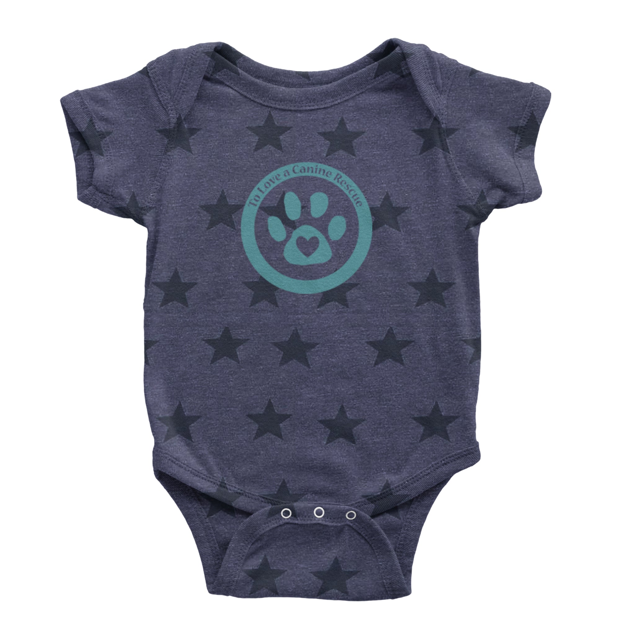TLC To Love a Canine Dog Rescue Teal Infant One-Piece Romper Bodysuit Or Toddler T-shirt Navy Blue STAR