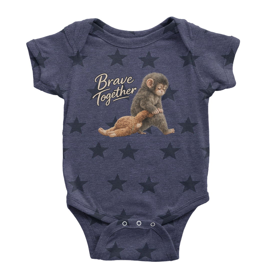 Punch Brave Together Stuffed Animal Infant One-Piece Romper Bodysuit Or Toddler T-shirt Navy Blue STAR