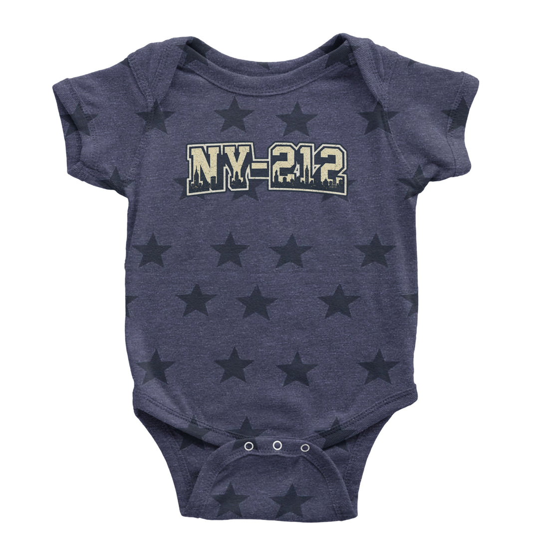 New York City 212 Area Code Skyline  Infant One-Piece Romper Bodysuit Or Toddler T-shirt Navy Blue STAR