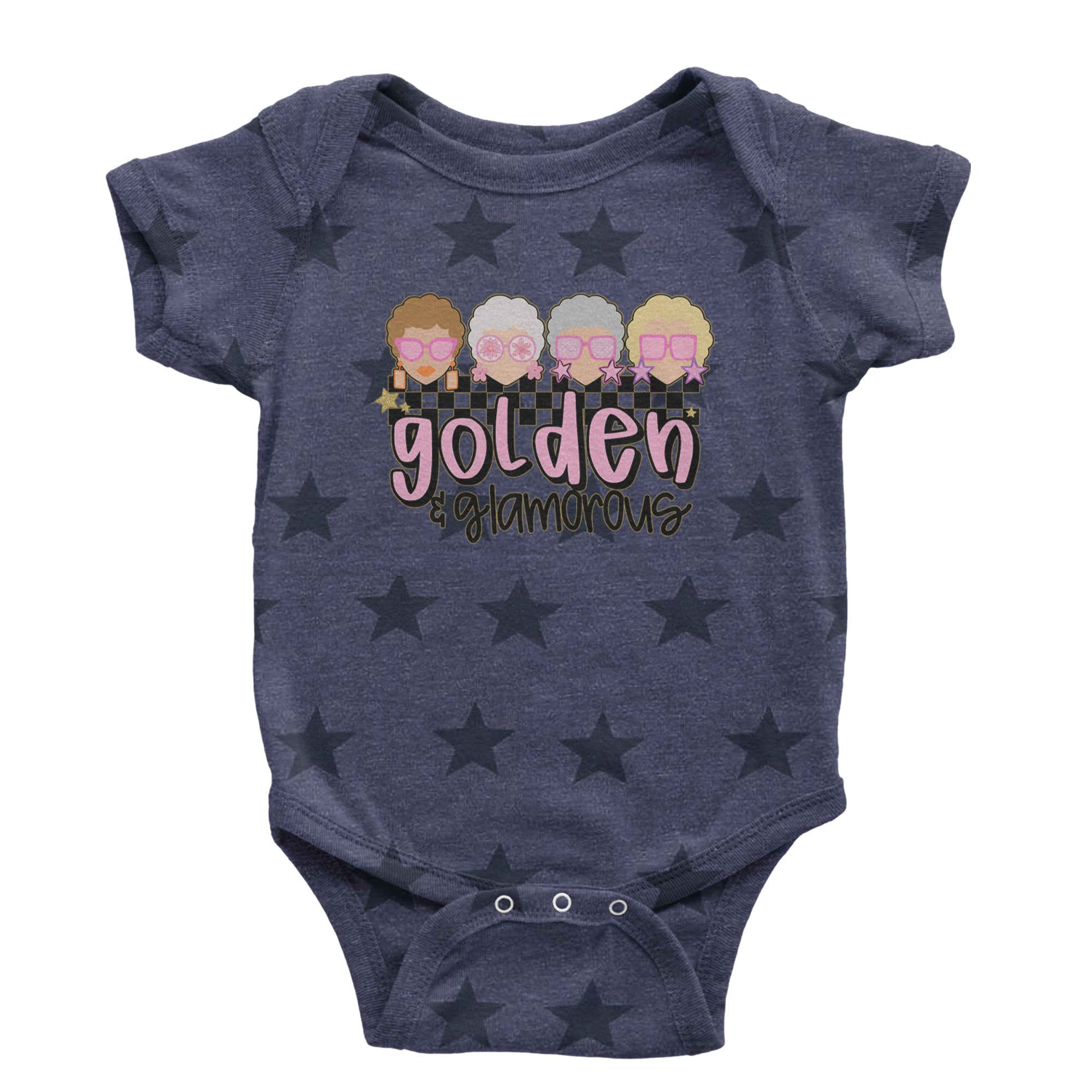 Golden And Glamorous Golden Girls Infant One-Piece Romper Bodysuit Or Toddler T-shirt Navy Blue STAR