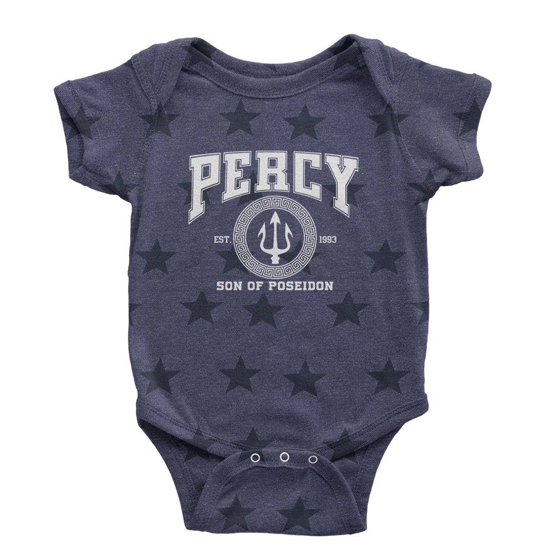 Percy Son Of Poseidon Sea God Infant One-Piece Romper Bodysuit Or Toddler T-shirt Navy Blue STAR