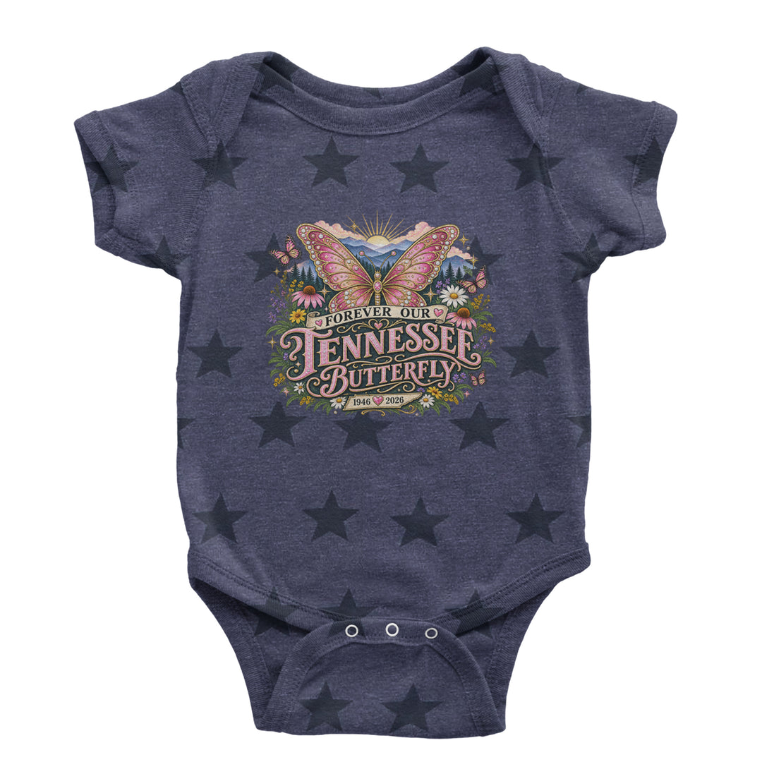 Forever Our Tennessee Butterfly Dolly Infant One-Piece Romper Bodysuit Or Toddler T-shirt Navy Blue STAR