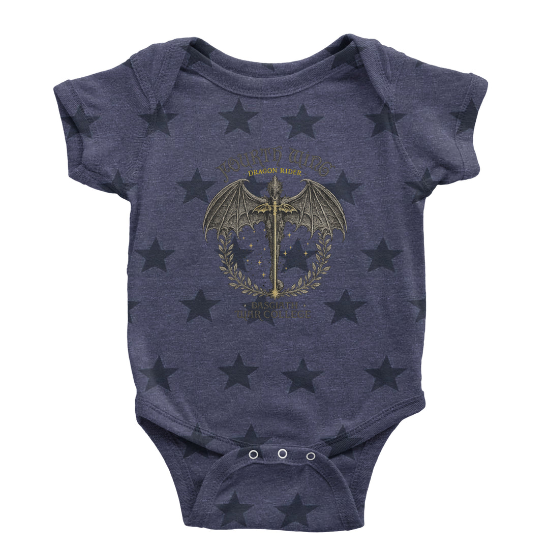 Fourth Wing Dragon Rider Vintage Basgiath War College Infant One-Piece Romper Bodysuit Or Toddler T-shirt Navy Blue STAR