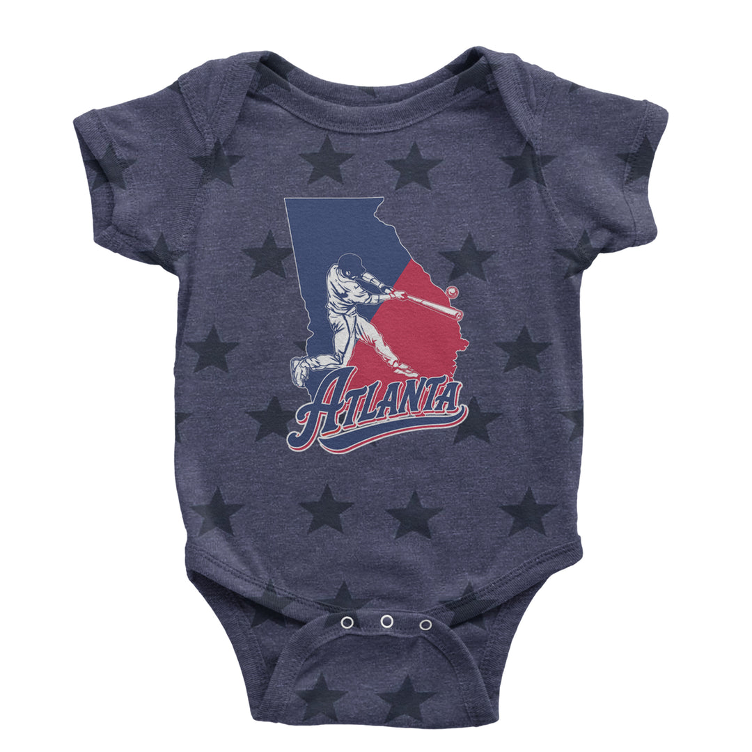 Atlanta Georgia Batter Up Infant One-Piece Romper Bodysuit Or Toddler T-shirt Navy Blue STAR