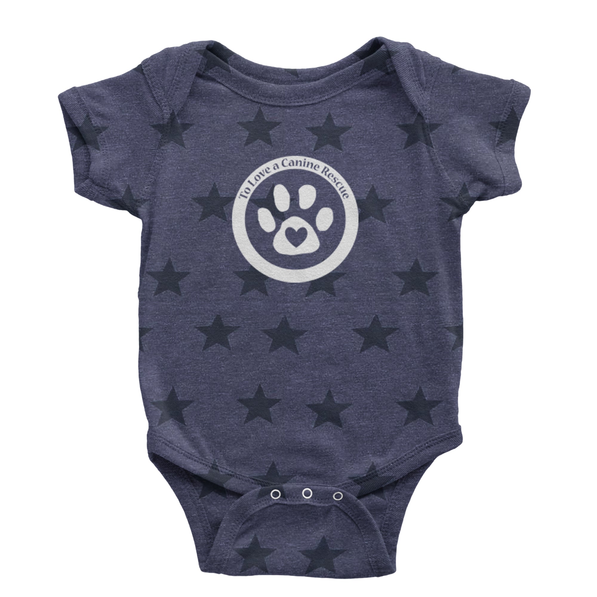 TLC To Love a Canine Dog Rescue White Infant One-Piece Romper Bodysuit Or Toddler T-shirt Navy Blue STAR