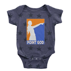 Point God Cunningham Basketball Pointing Meme  Infant One-Piece Romper Bodysuit Or Toddler T-shirt Navy Blue STAR