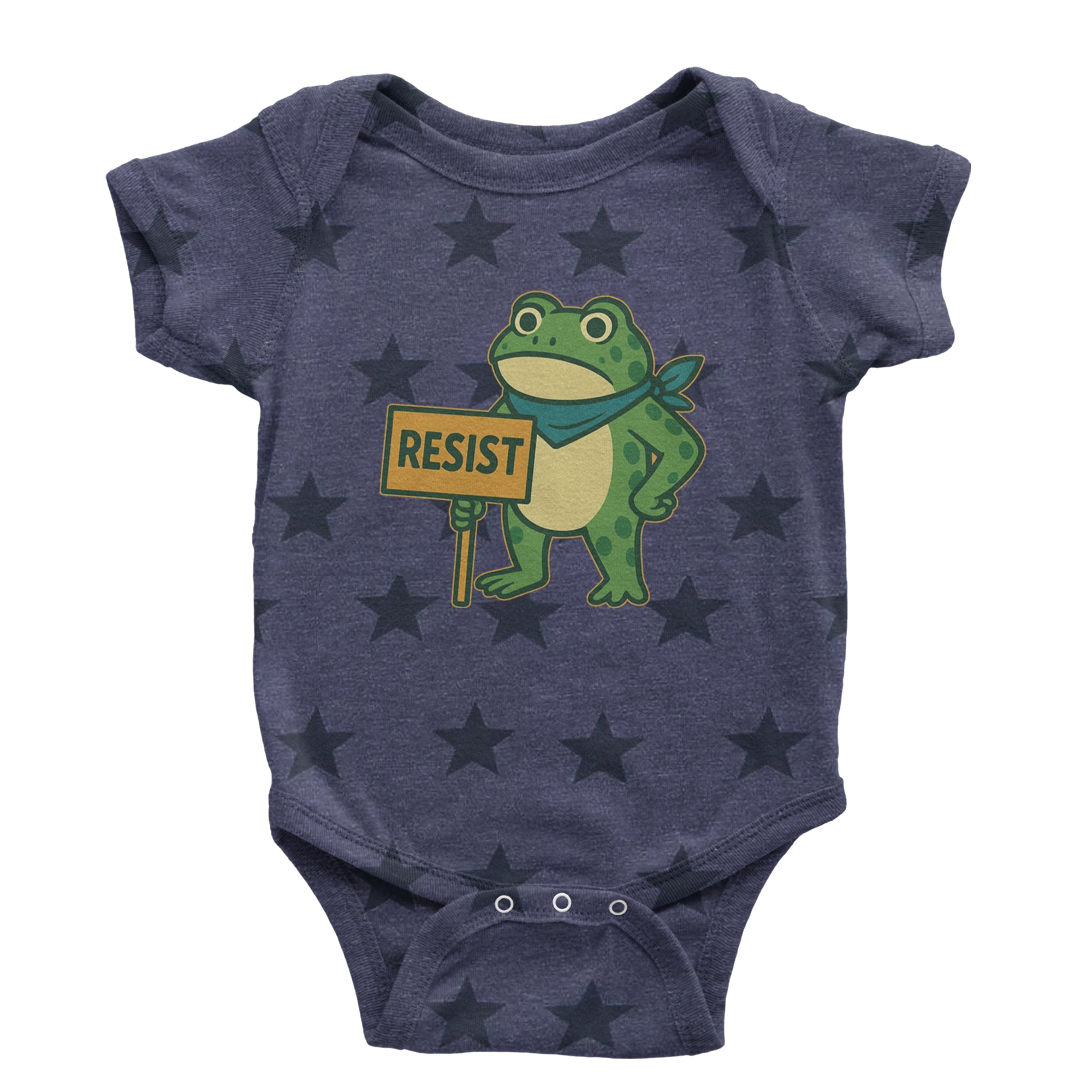 Sign Resist Meme Frog Protest Infant One-Piece Romper Bodysuit Or Toddler T-shirt Navy Blue STAR