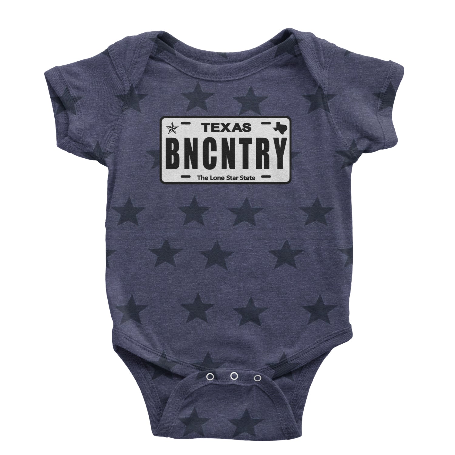 Texas License Plate BNCNTRY Infant One-Piece Romper Bodysuit Or Toddler T-shirt Navy Blue STAR