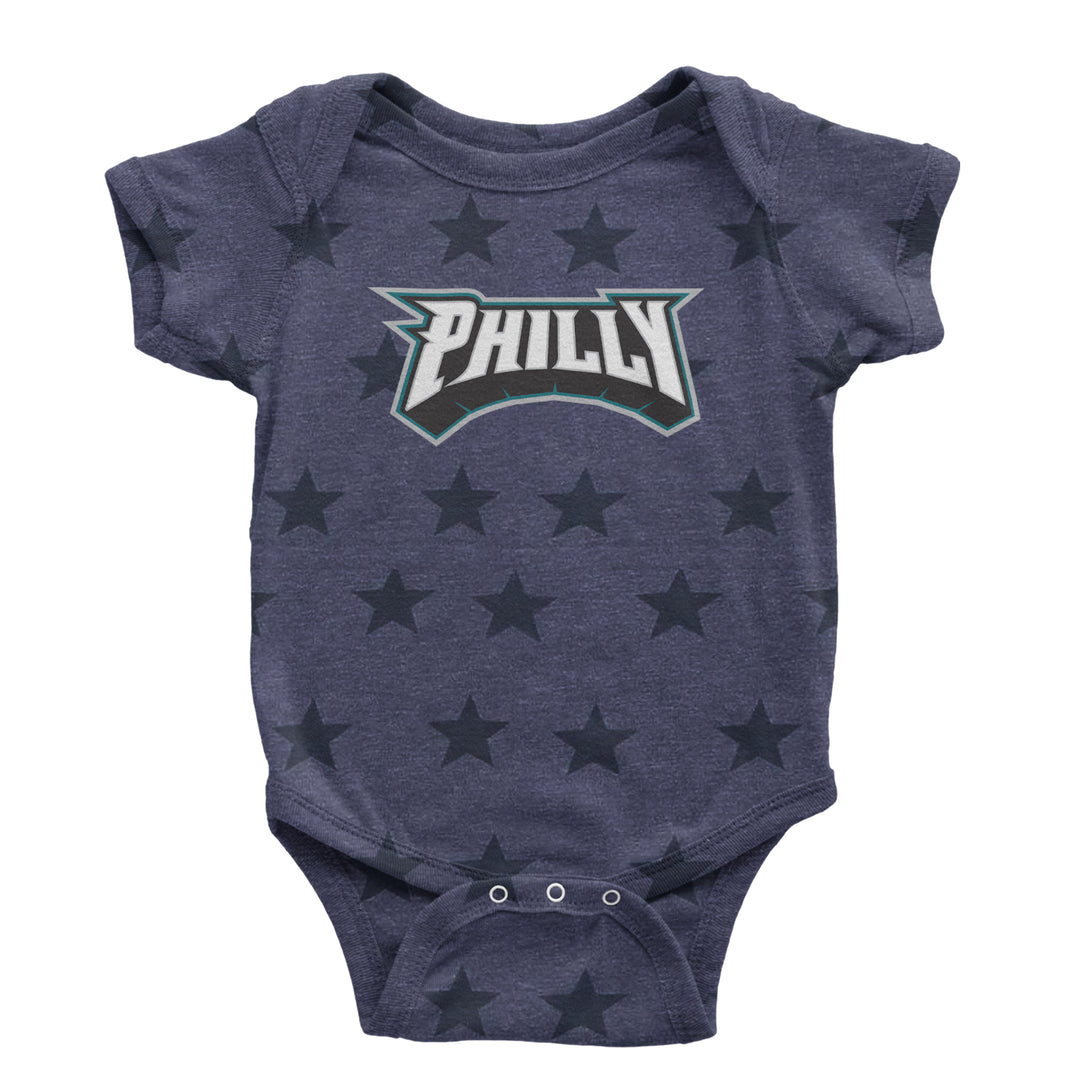 Philly Bold Block Throwback Infant One-Piece Romper Bodysuit Or Toddler T-shirt Navy Blue STAR