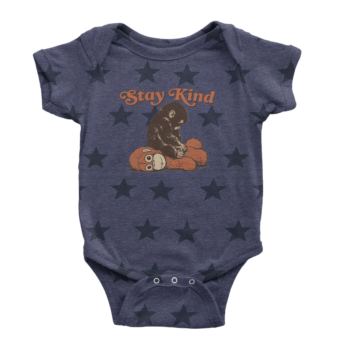Punch Stay Kind Macaque Infant One-Piece Romper Bodysuit Or Toddler T-shirt Navy Blue STAR