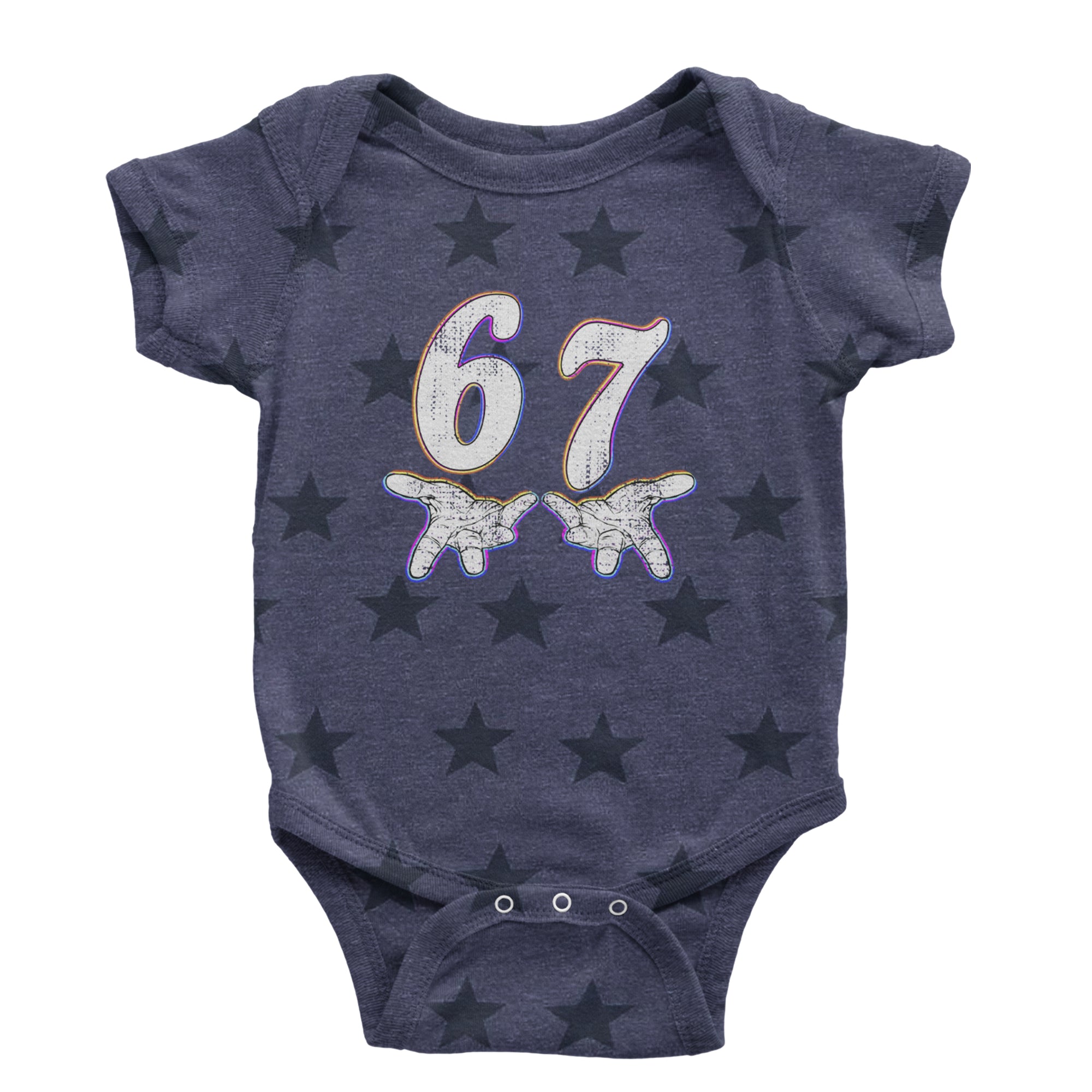 67 Hands Meme Viral Drill Infant One-Piece Romper Bodysuit Or Toddler T-shirt Navy Blue STAR