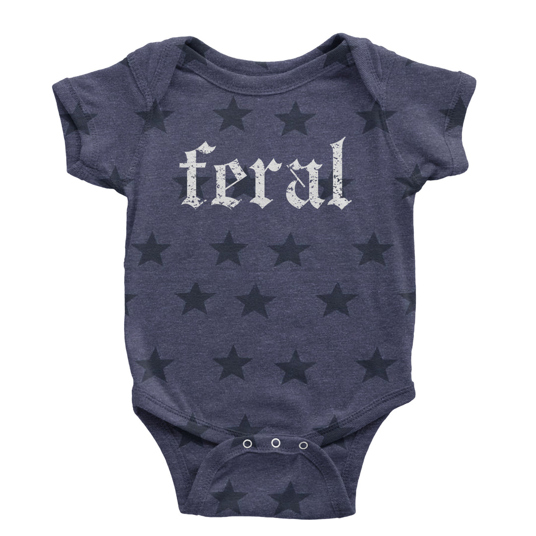 Feral Club Rat Festival Rave EDM graphic on Onesie and Toddler T-Shirt in Navy Blue STAR