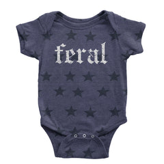 Feral Club Rat Festival Rave EDM graphic on Onesie and Toddler T-Shirt in Navy Blue STAR