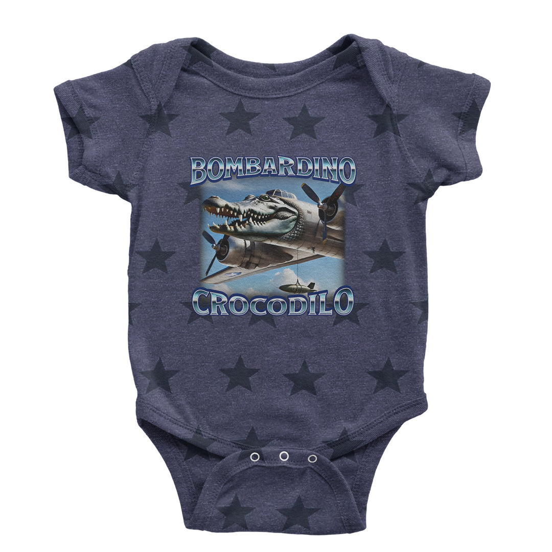 Bombardino Crocodilo Brainrot Infant One-Piece Romper Bodysuit Or Toddler T-shirt Navy Blue STAR