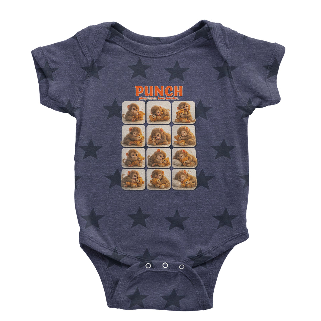 Punch Play Hard Love Harder Infant One-Piece Romper Bodysuit Or Toddler T-shirt Navy Blue STAR