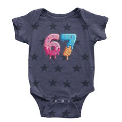 67 Dripping Ice Cream Donut Melt Infant One-Piece Romper Bodysuit Or Toddler T-shirt Navy Blue STAR