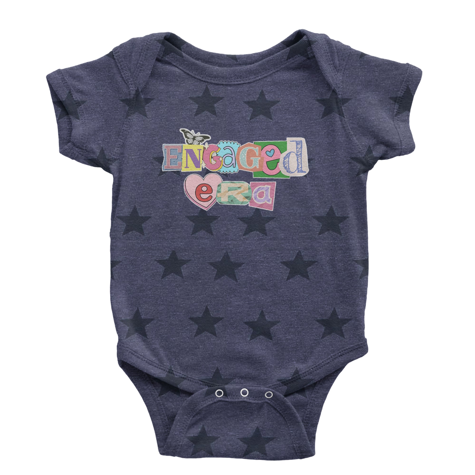 Engaged Era Aesthetic Retro Collage Design Infant One-Piece Romper Bodysuit Or Toddler T-shirt Navy Blue STAR