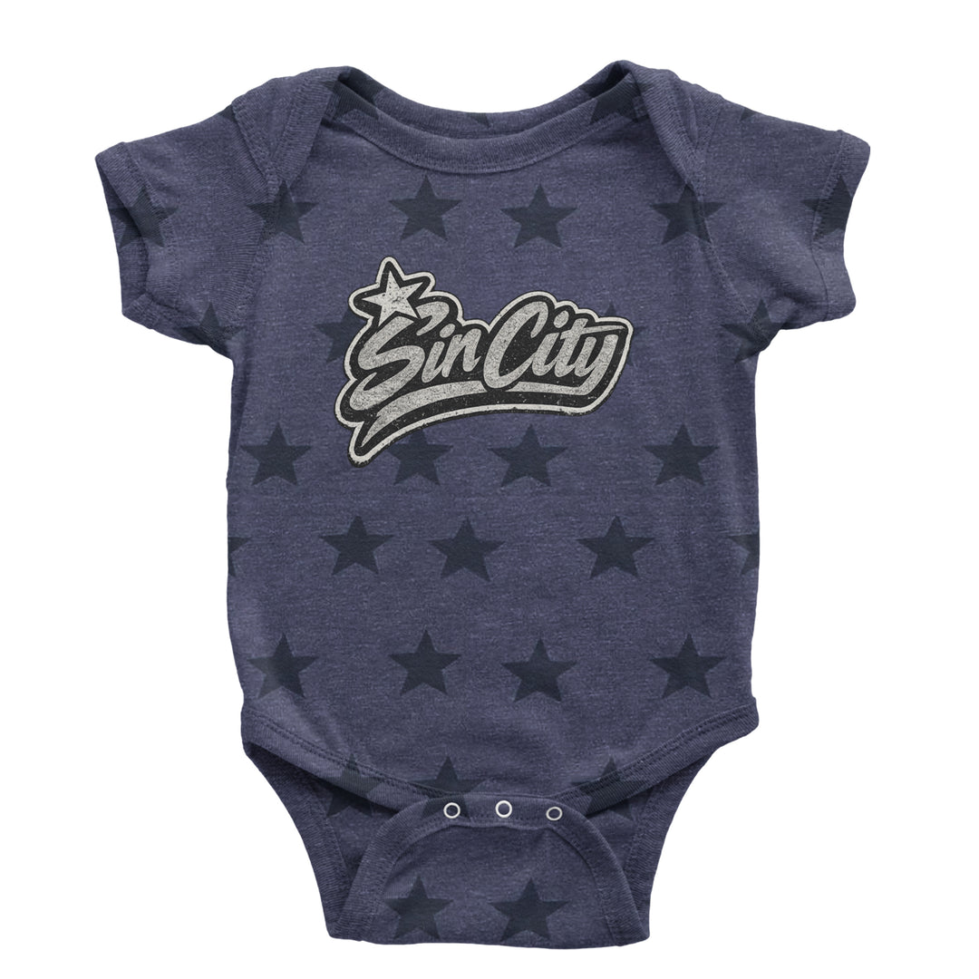 Sin City Vegas Retro Vintage Infant One-Piece Romper Bodysuit Or Toddler T-shirt Navy Blue STAR