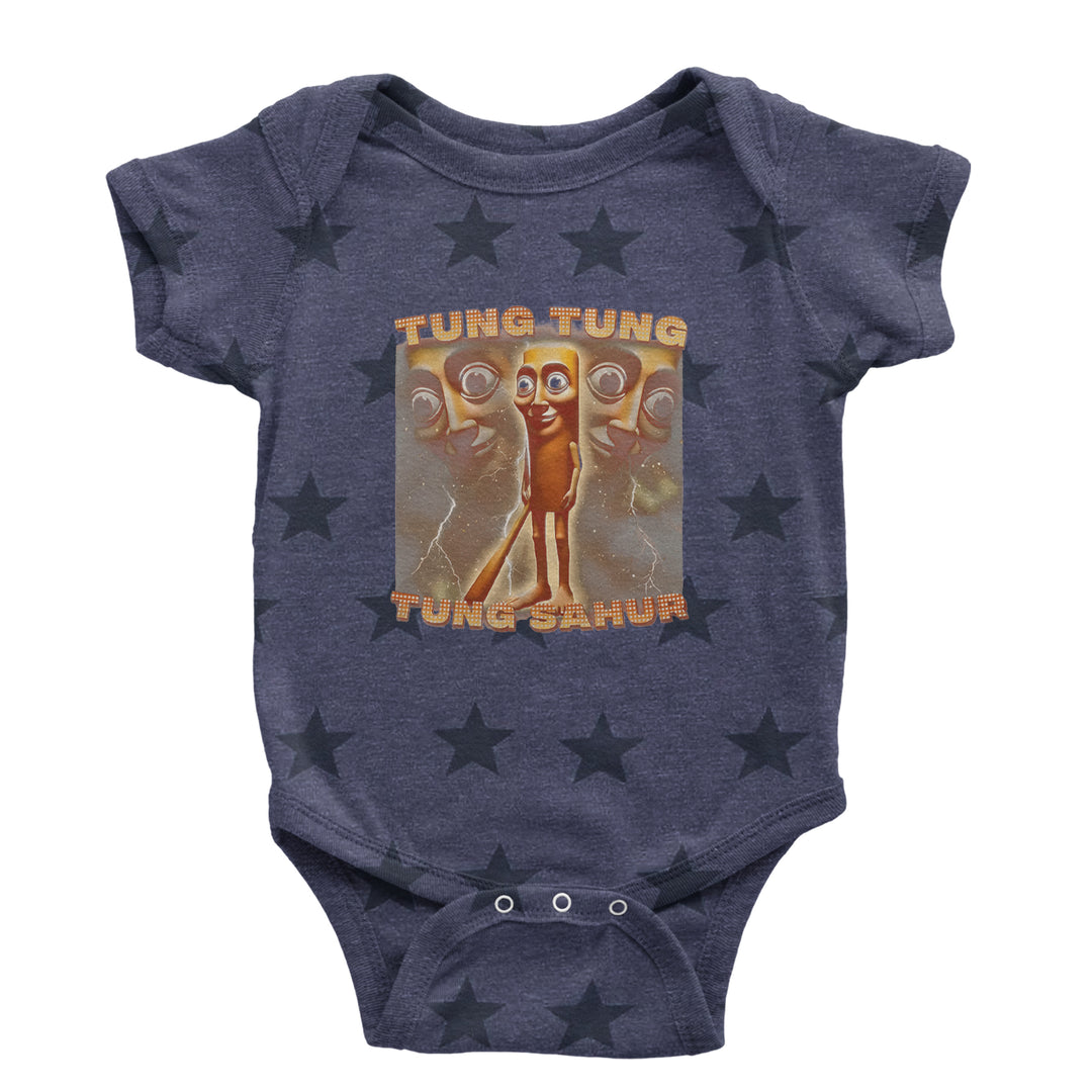 Tung Tung Tung Sahur Enforcer Infant One-Piece Romper Bodysuit Or Toddler T-shirt Navy Blue STAR