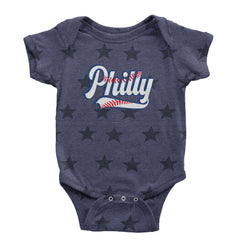 Philly Baseball Stitching Infant One-Piece Romper Bodysuit Or Toddler T-shirt Navy Blue STAR
