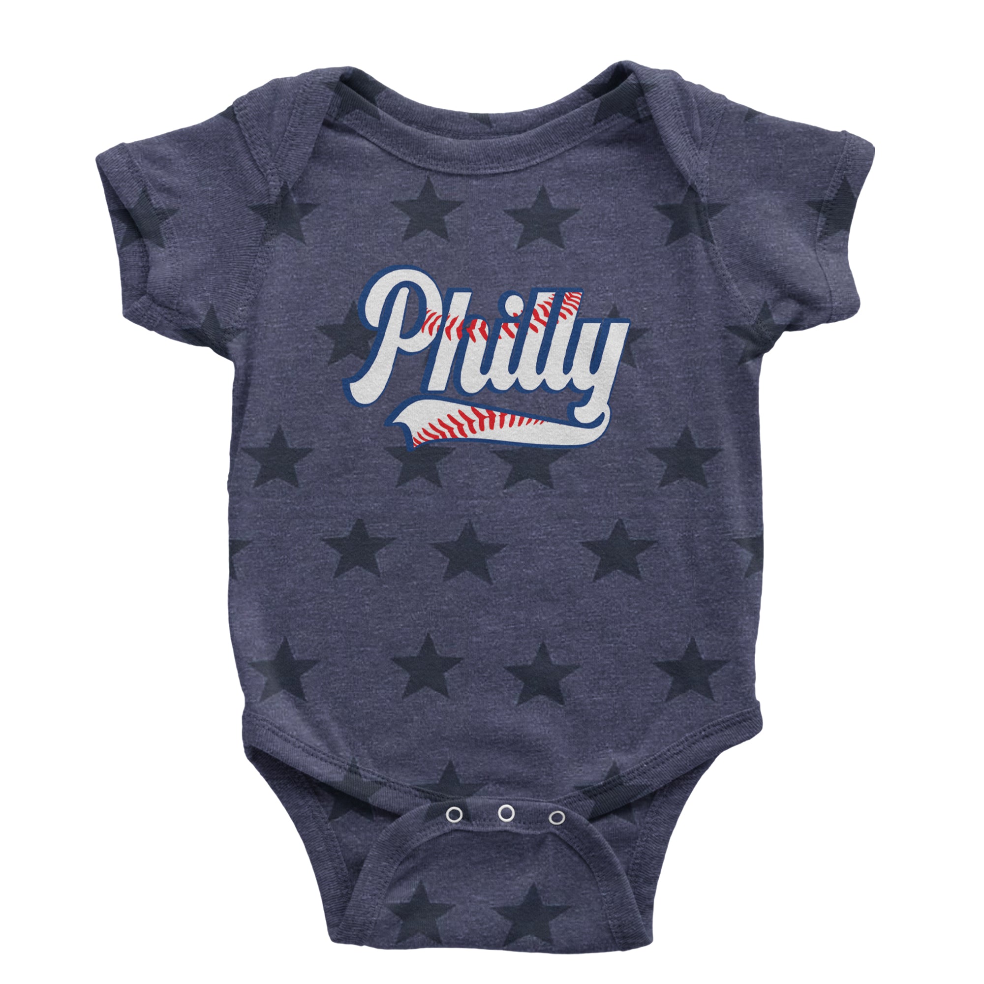 Philly Baseball Stitching Infant One-Piece Romper Bodysuit Or Toddler T-shirt Navy Blue STAR