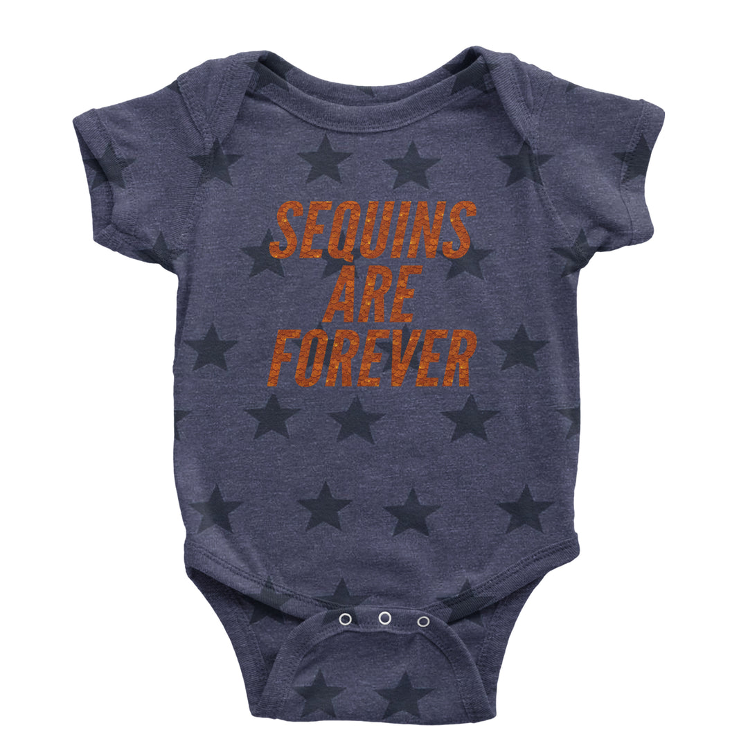 Sequins Are Forever Retro Glam Infant One-Piece Romper Bodysuit Or Toddler T-shirt Navy Blue STAR