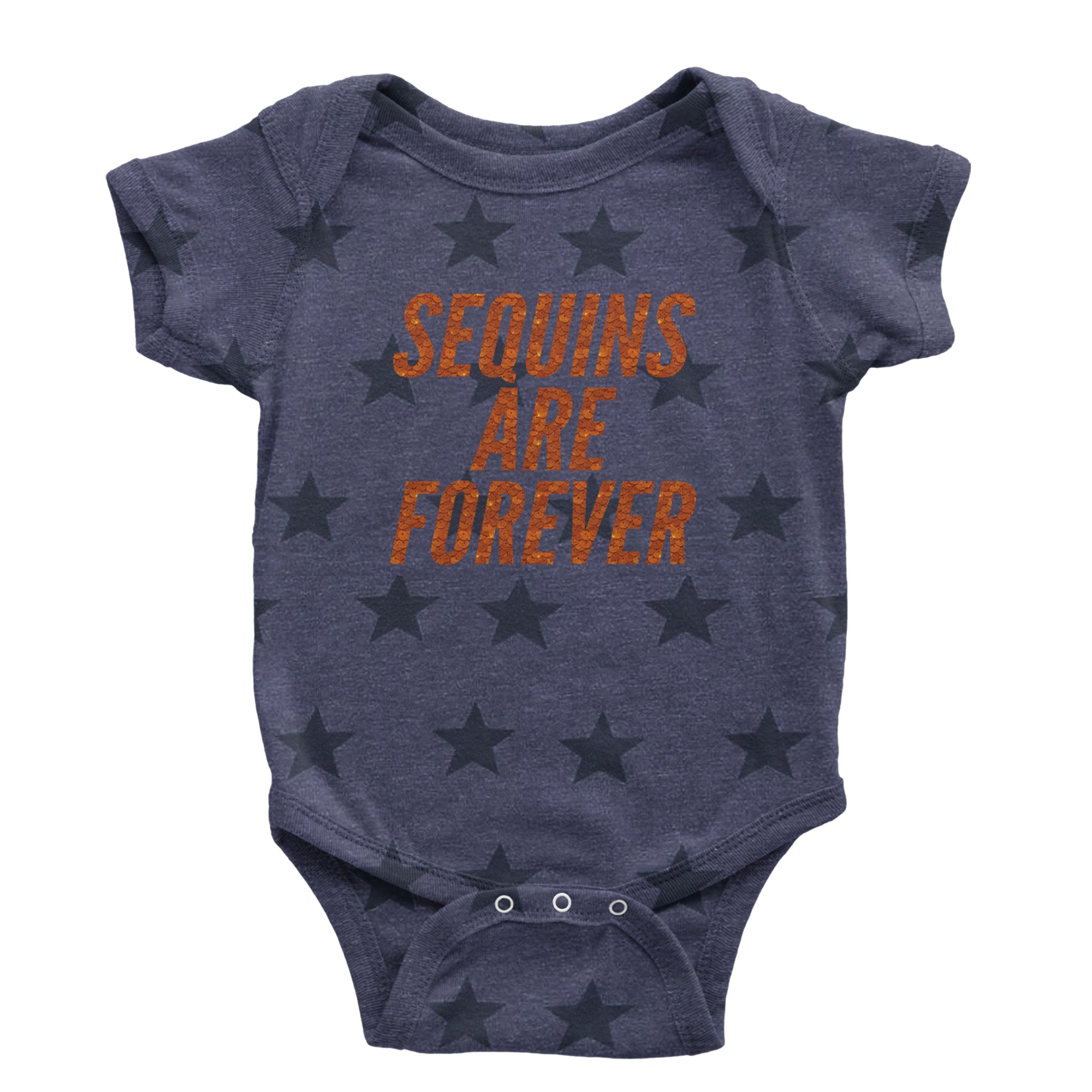Sequins Are Forever Retro Glam Infant One-Piece Romper Bodysuit Or Toddler T-shirt Navy Blue STAR